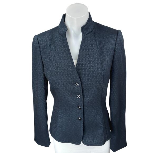 Tahari Arthur S. Levine Black Long Sleeve Geometric Button Blazer Coat Jacket 2 - Picture 1 of 5